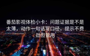 番茄影视体检小卡：问题证据是不是太薄，动作一句话写口径，提示不费劲但管用